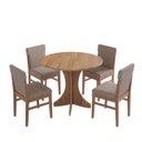 Ver imagem 3 de Conjunto Mesa Jantar Redonda 90cm 4 Cadeiras Madeira Estofadas Arezzo Amêndoa Cbmjra90