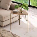 Ver imagem 1 de Mesa Lateral 56cm de Apoio para Sala Multiuso 100% Mdf Cor:louro com Dourado