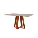Ver imagem 1 de Mesa de Jantar Floripa Madeira Maciça 140x80cm Tampo Retângular Vidro Móveis Minas Cor Off White