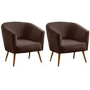 Ver imagem 1 de Kit 2 Poltronas para Sala e Escritório Pé Palito Belize Veludo Marrom