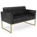 Ver imagem 1 de Sofá Namoradeira Base Industrial Dourado Ana Sintético Pu Preto - Ibiza