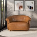 Ver imagem 1 de Sofá Namoradeira Decorativa Latvia 150cm Pés de Madeira Pu Caramelo Manchado G45 - Gran Belo