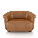 Ver imagem 2 de Sofá Namoradeira Decorativa Latvia 150cm Pés de Madeira Pu Caramelo Manchado G45 - Gran Belo