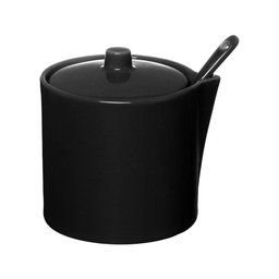 Açucareiro Porcelana com Tampa Colher 300ml Preto Hauskraft - 2