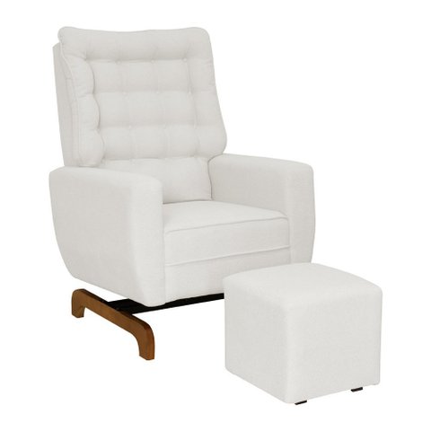 Poltrona de Amamentação Olivia com Balanço Bebê Completo:tm 702 Linho Areia Claro