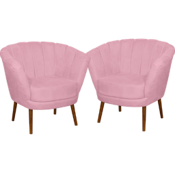 Kit 02 Poltrona Pétala Flor Decorativa Suede   Rosa bebê - 1