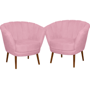 Kit 02 Poltrona Pétala Flor Decorativa Suede   Rosa bebê