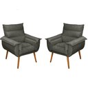 Ver imagem 1 de Kit 2 Poltronas Decorativas Cuba Suede Cinza MV Estofados