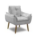 Ver imagem 1 de Poltrona para Sala Decorativa Opala Pés Madeira Suede Cinza Claro Império Decor