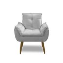 Ver imagem 3 de Poltrona para Sala Decorativa Opala Pés Madeira Suede Cinza Claro Império Decor