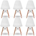 Ver imagem 2 de Kit 6 Cadeiras Jantar Wood Base Madeira Eiffel Charles Eames - Branco