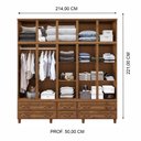 Ver imagem 2 de Guarda-roupa Casal 10 Portas 6 Gavetas com Espelho em Madeira Berlin Mel - Cavazotto