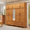 Ver imagem 1 de Guarda-roupa Casal 10 Portas 6 Gavetas com Espelho em Madeira Berlin Mel - Cavazotto
