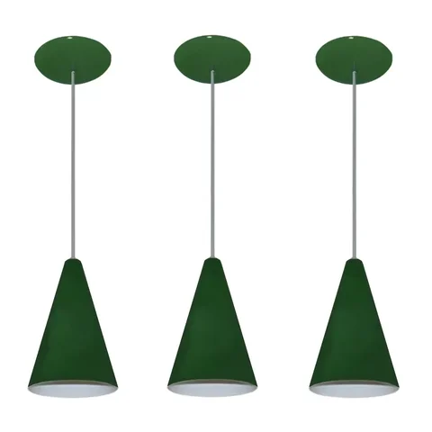 Lustre pendente Balcão cozinha Verde 03 un