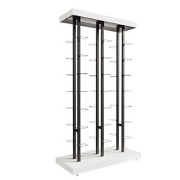 Kit Expositor de Calçados com 3 Colunas Duplo e 42 Suportes Aramados Screw Comac Branco/Preto - 1