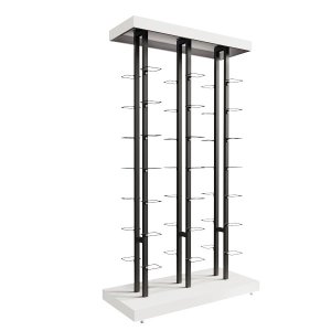 Kit Expositor de Calçados com 3 Colunas Duplo e 42 Suportes Aramados Screw Comac Branco/Preto