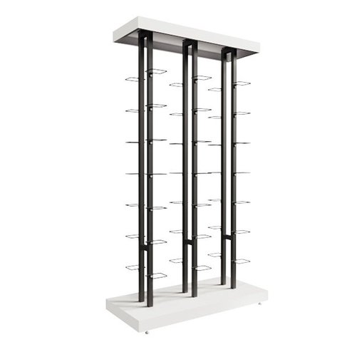 Kit Expositor de Calçados com 3 Colunas Duplo e 42 Suportes Aramados Screw Comac Branco/Preto
