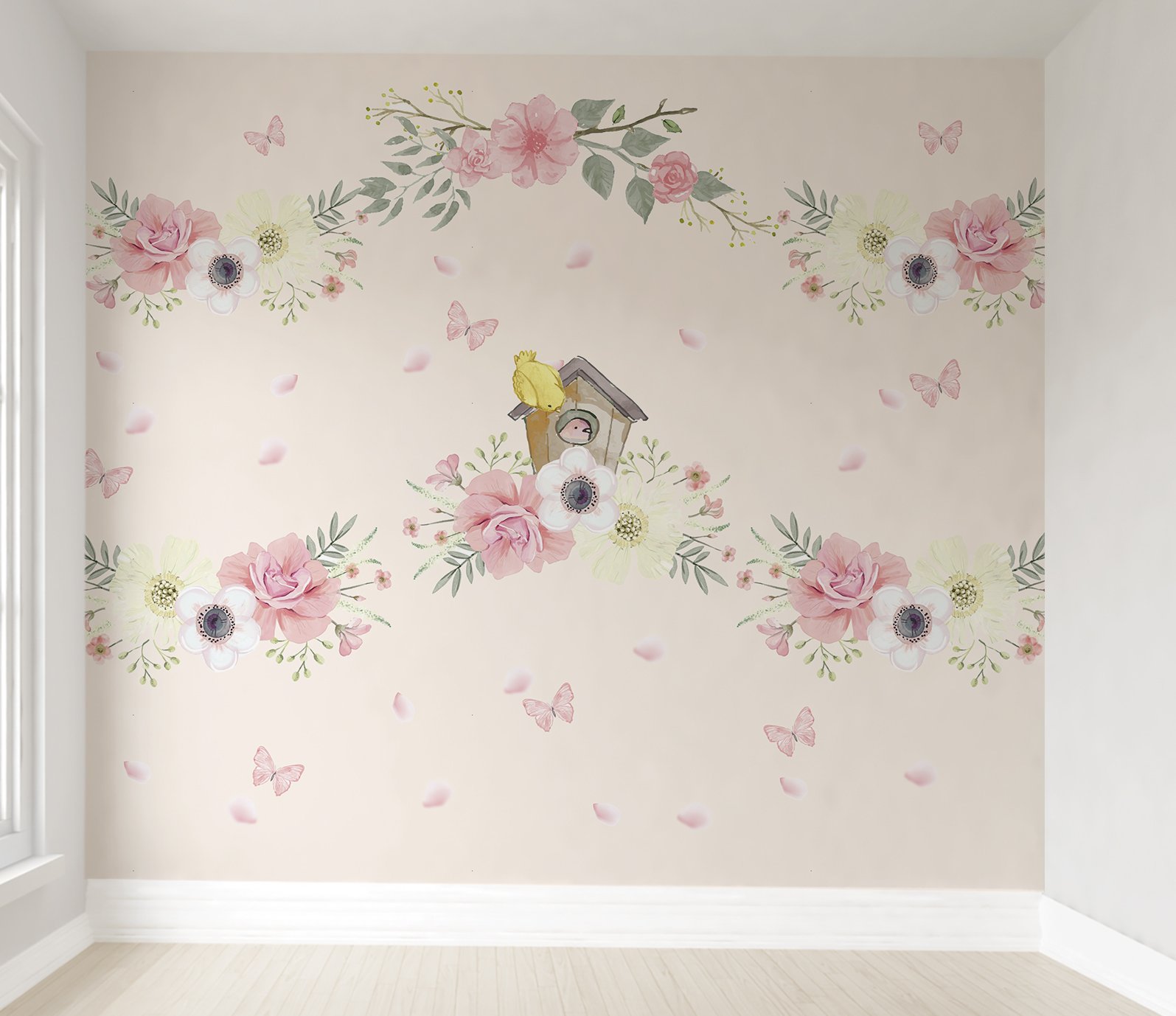 Papel de parede infantil floral quarto de bebê menina M² PP13