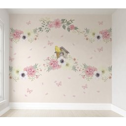 Papel de parede infantil floral quarto de bebê menina M² PP13 - 1