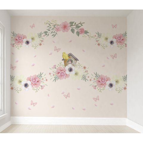 Papel de parede infantil floral quarto de bebê menina M² PP13