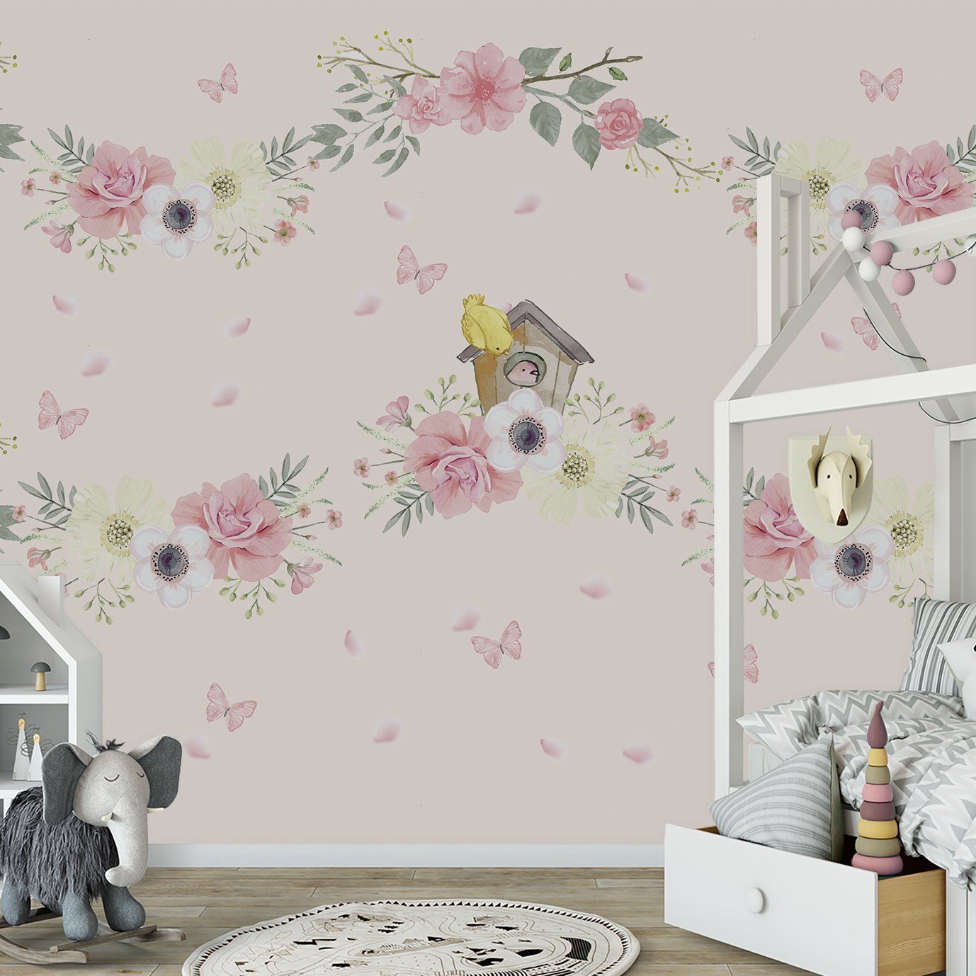 Papel de parede infantil floral quarto de bebê menina M² PP13 - 2