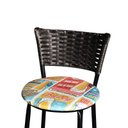 Ver imagem 4 de Banqueta Alta Preta Hawai Marrom para Cozinha com Assento Estampado:happy Hour