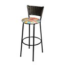 Ver imagem 1 de Banqueta Alta Preta Hawai Marrom para Cozinha com Assento Estampado:happy Hour