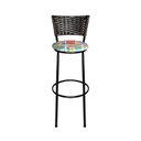 Ver imagem 2 de Banqueta Alta Preta Hawai Marrom para Cozinha com Assento Estampado:happy Hour