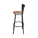 Ver imagem 3 de Banqueta Alta Preta Hawai Marrom para Cozinha com Assento Estampado:happy Hour