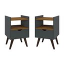 Ver imagem 1 de Kit Duas Mesas de Cabeceira Pés Estilo Retrô Dream Alice:cinza/freijo