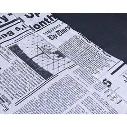 Jogo Lençol 4 Peças Cama Viúva 1,88mx1,28mx30cm 100% Algodão 180 Fios Jornal Preto - 3