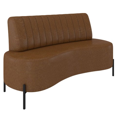 Sofá 2 Lugares 160cm Pés Aço Preto Tamar K04 Sintético Marrom - Mpozenato