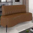 Ver imagem 2 de Sofá 2 Lugares 160cm Pés Aço Preto Tamar K04 Sintético Marrom - Mpozenato