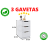 Gaveteiro Branco 3 Gavetas Pés em Madeira S/ Rodizios - 5