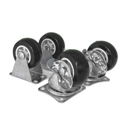 Kit 4 Rodinhas Preto Macia Giratórias e Fixas - 2