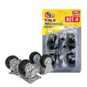 Ver imagem 1 de Kit 4 Rodinhas Preto Macia Giratórias e Fixas