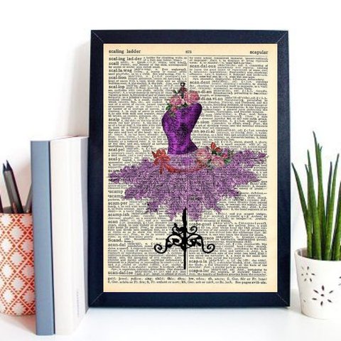 Quadro Retrô Manequim Costura Vestido Flores 24x18cm:madeira Preta