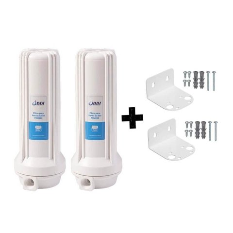 2 Filtros Água 9 3-4 Ponto de Uso Pou Bbi + 2 Suportes Metálicos