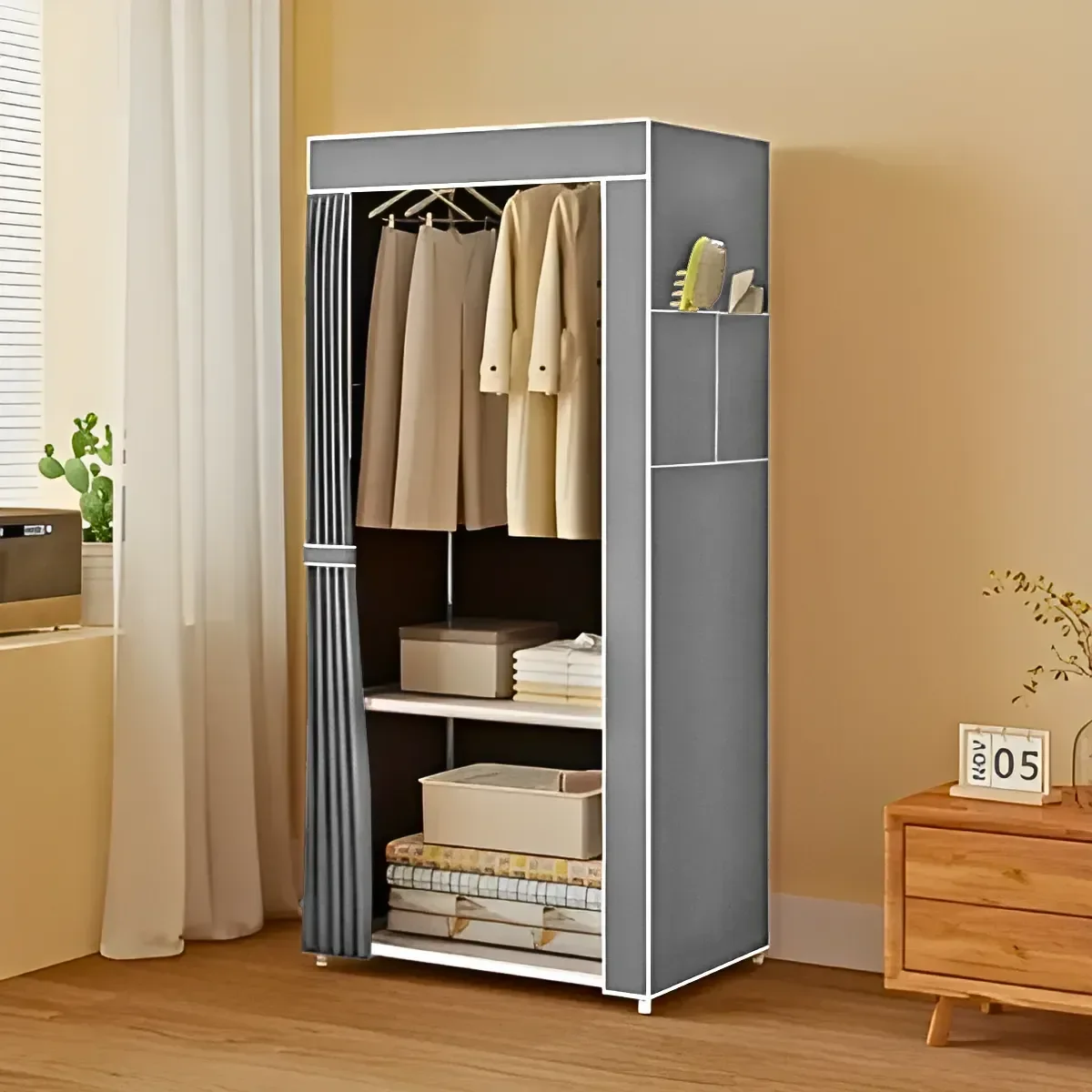 Guarda Roupa Dobrável Solteiro 1 Porta - Cinza - 5