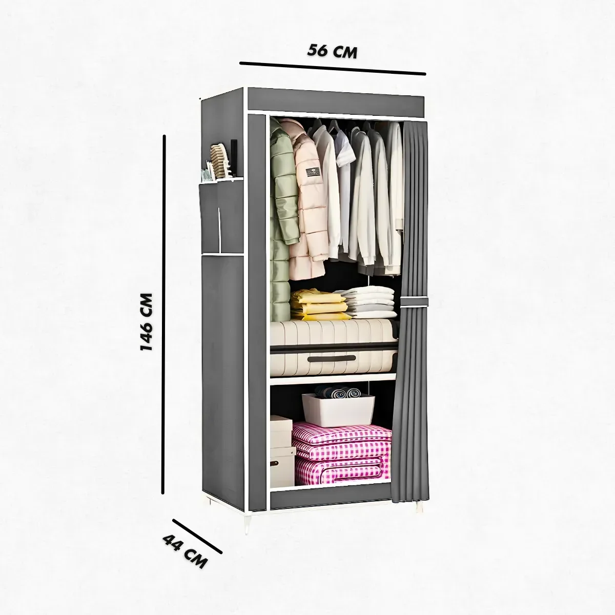 Guarda Roupa Dobrável Solteiro 1 Porta - Cinza - 8