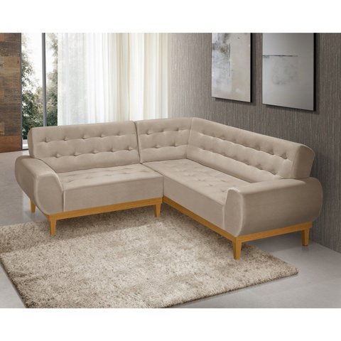 Sofá de Canto 5 Lugares Ágata Linha Bege