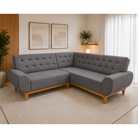 Sofá de Canto 5 Lugares Ágata Linha Cinza
