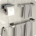Ver imagem 1 de Kit Acessórios Para Banheiro Inox Com Adesivo 4 Peças ELG