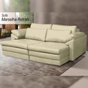 Ver imagem 2 de Sofá Decorativo Sala de Estar Marselha Retratil Manual 4 Lugares 250cm Couro Tiza - Mozzelar