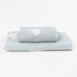 Lençol de Berço com Elástico e Fronha - Pássaros Azul Abra Cadabra