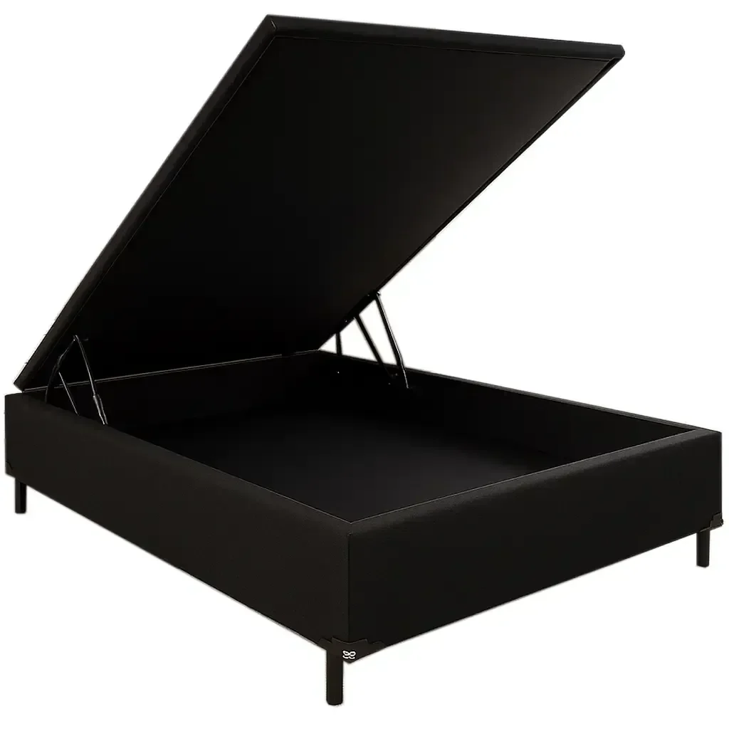 Base Box Baú Carioca Casal em Corino 30x138x188 Bio Flex Cor Preto - 1