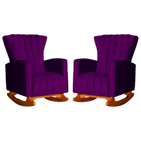 Kit 2 Poltrona Decorativa Melinda Balanço Veludo Roxo - Fm