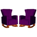 Ver imagem 1 de Kit 2 Poltrona Decorativa Melinda Balanço Veludo Roxo - Fm
