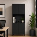 Ver imagem 1 de Armário Alto Estante para Escritório com 4 Portas e Prateleiras 80 x 45 x 160 cm F5 Office
