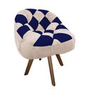 Ver imagem 2 de Poltrona Paloma Escritório Sala Giratória Madeira Suede Bege Rosado e Suede Azul Marinho - Dominic D